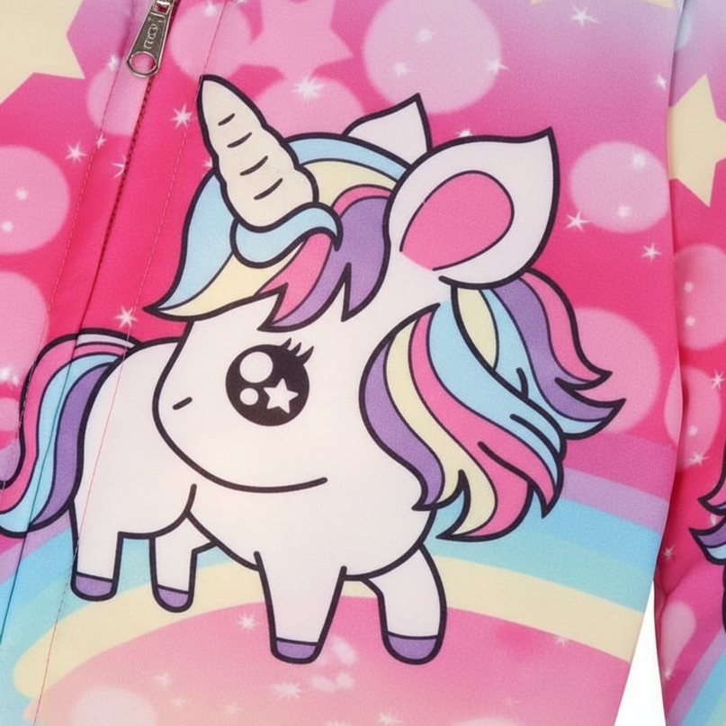 unicorn puffer jacket - detail