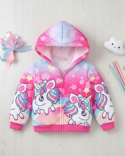 unicorn puffer jacket - flat-lay