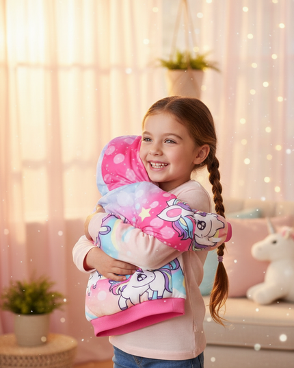 unicorn puffer jacket - in-use