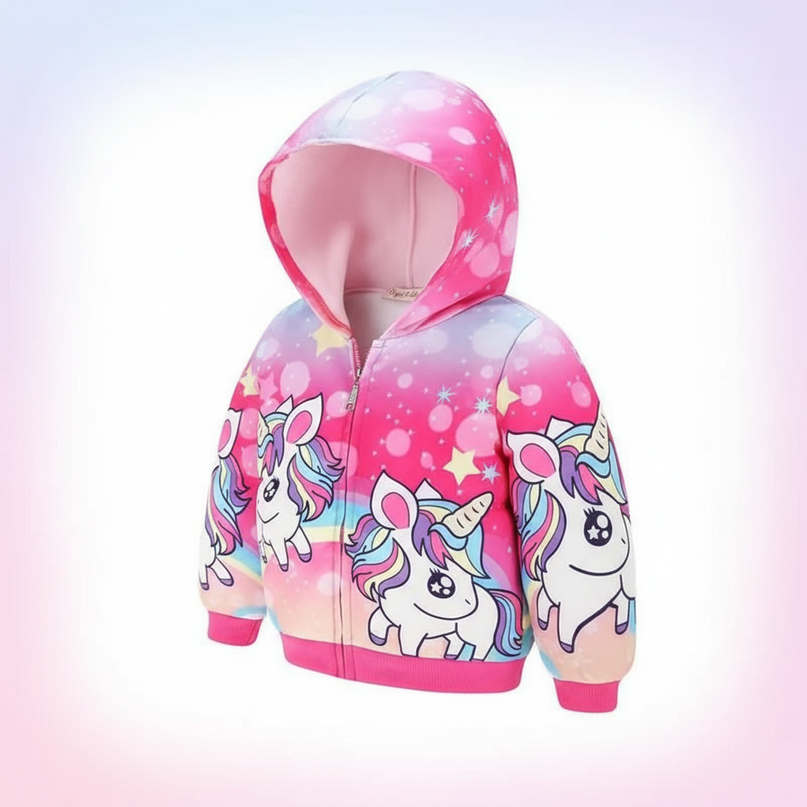 unicorn puffer jacket - white-bg