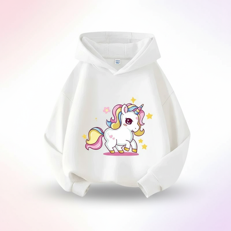 unicorn pullover hoodie kids - white-bg