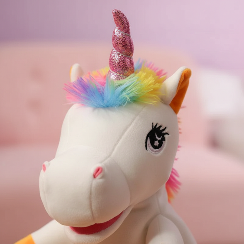 unicorn puppet plush toy - detail