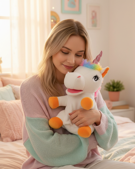 unicorn puppet plush toy - in-use