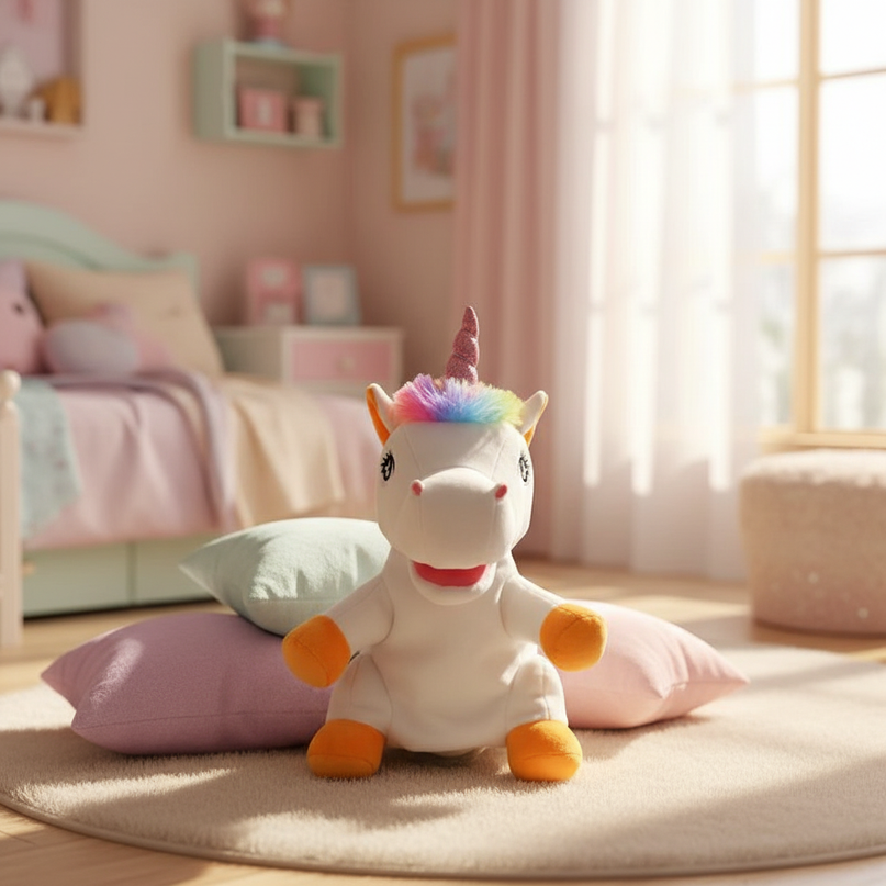 unicorn puppet plush toy - lifestyle