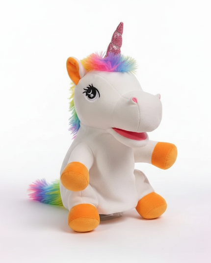 unicorn puppet plush toy - white-bg