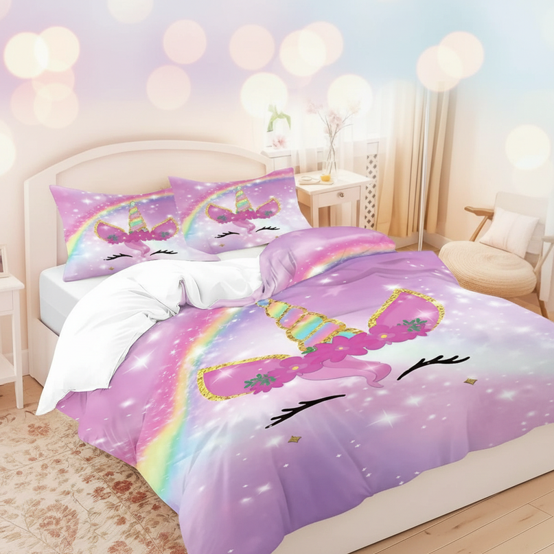 unicorn purple bedding - lifestyle