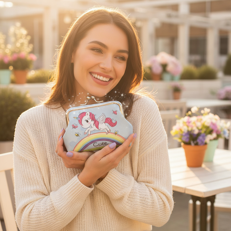 unicorn purse for adults - in-use