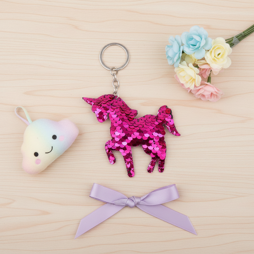 unicorn purse keychain - flat-lay