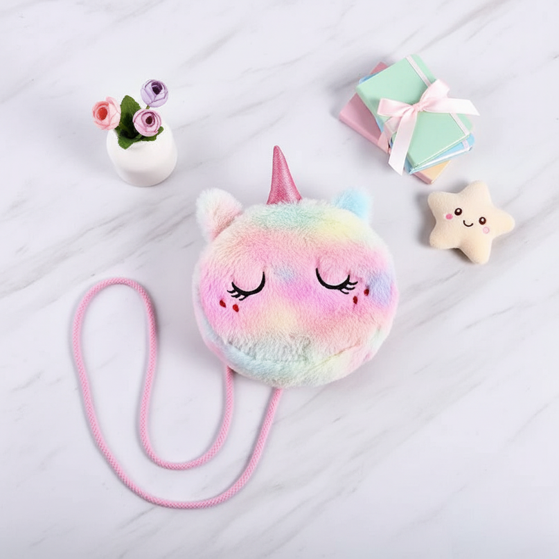 unicorn purse for little girl - flat-lay