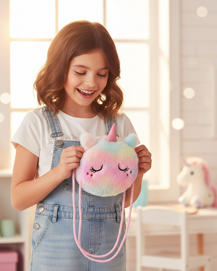 unicorn purse for little girl - in-use