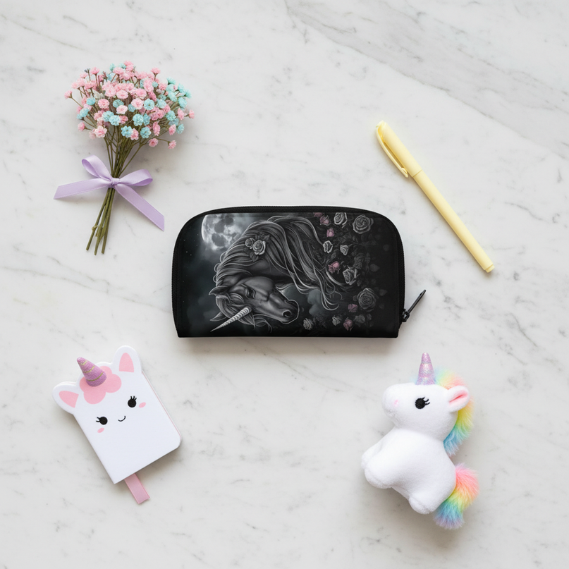 unicorn purse and wallet - flat-lay