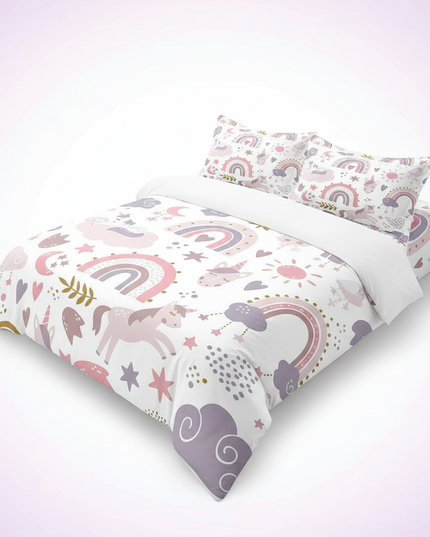 unicorn queen bedding set - white-bg
