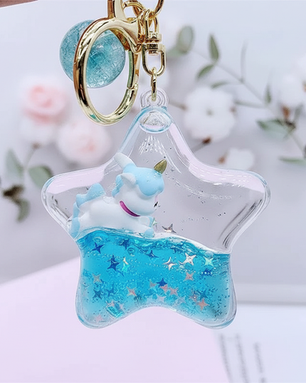 unicorn quicksand keychain - detail