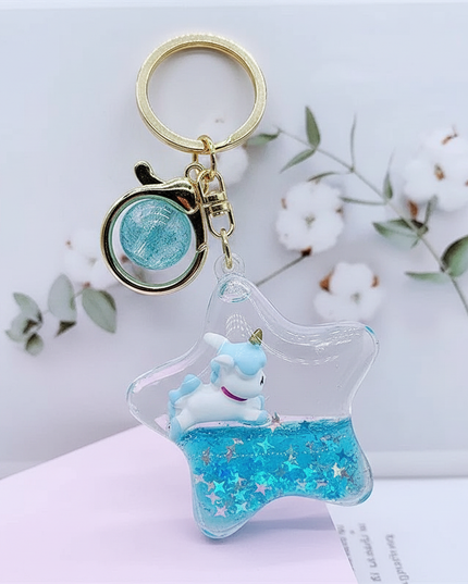 unicorn quicksand keychain - white-bg