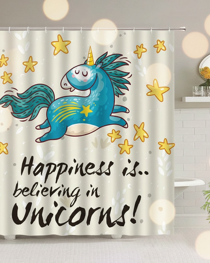 unicorn quote shower curtain - lifestyle