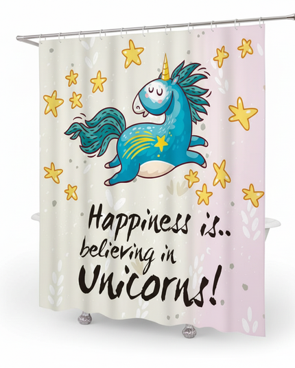 unicorn quote shower curtain - white-bg