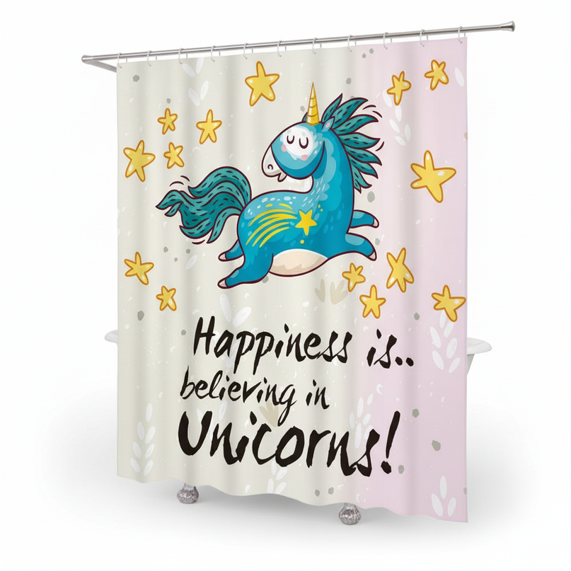 unicorn quote shower curtain - white-bg