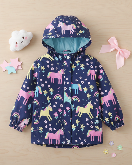 unicorn rain coat - flat-lay