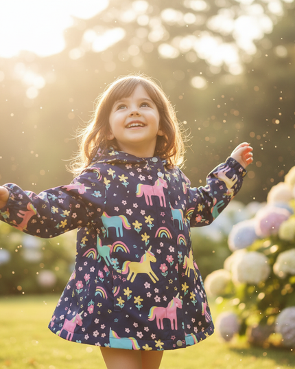 unicorn rain coat - in-use