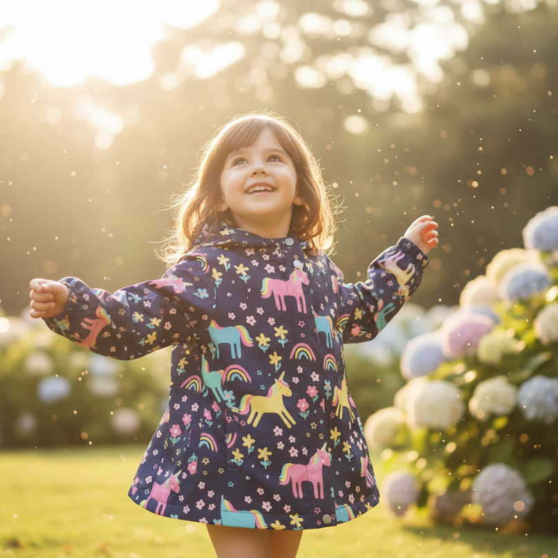 unicorn rain coat - in-use