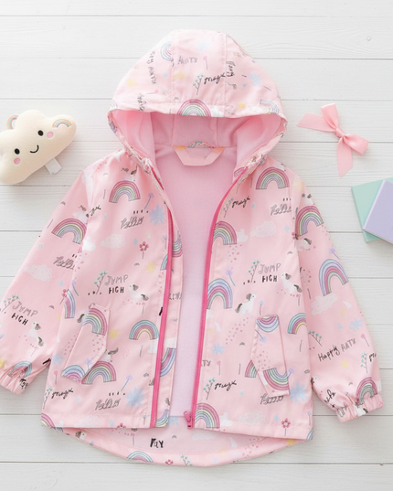 unicorn rain jacket - flat-lay