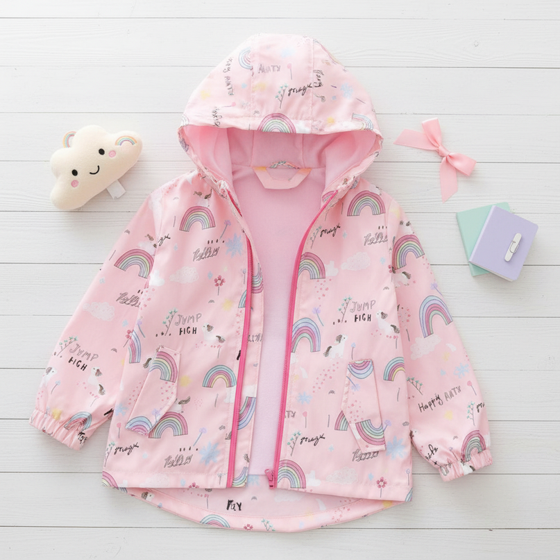 unicorn rain jacket - flat-lay