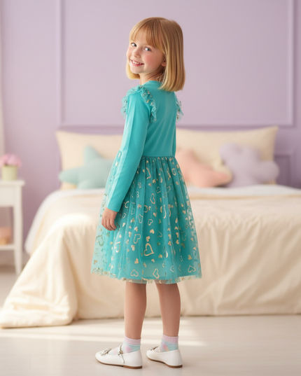 unicorn rainbow applique dress - back
