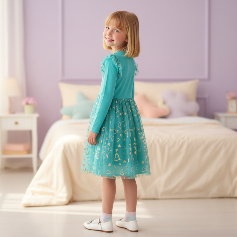 unicorn rainbow applique dress - back