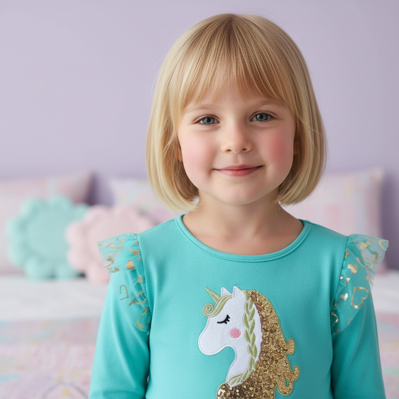 unicorn rainbow applique dress - detail