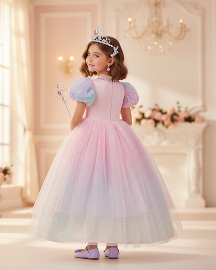 unicorn rainbow ball gown dress - back