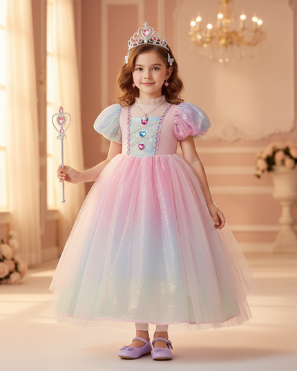 unicorn rainbow ball gown dress - detail