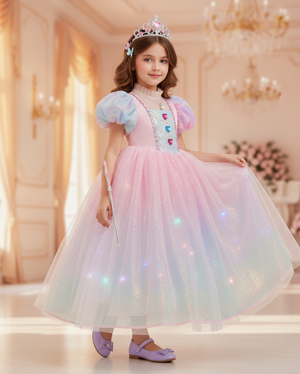 unicorn rainbow ball gown dress - front