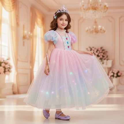 unicorn rainbow ball gown dress - front