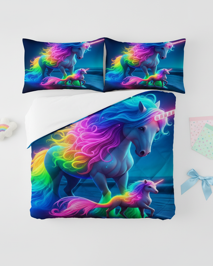 unicorn rainbow bedding - flat-lay