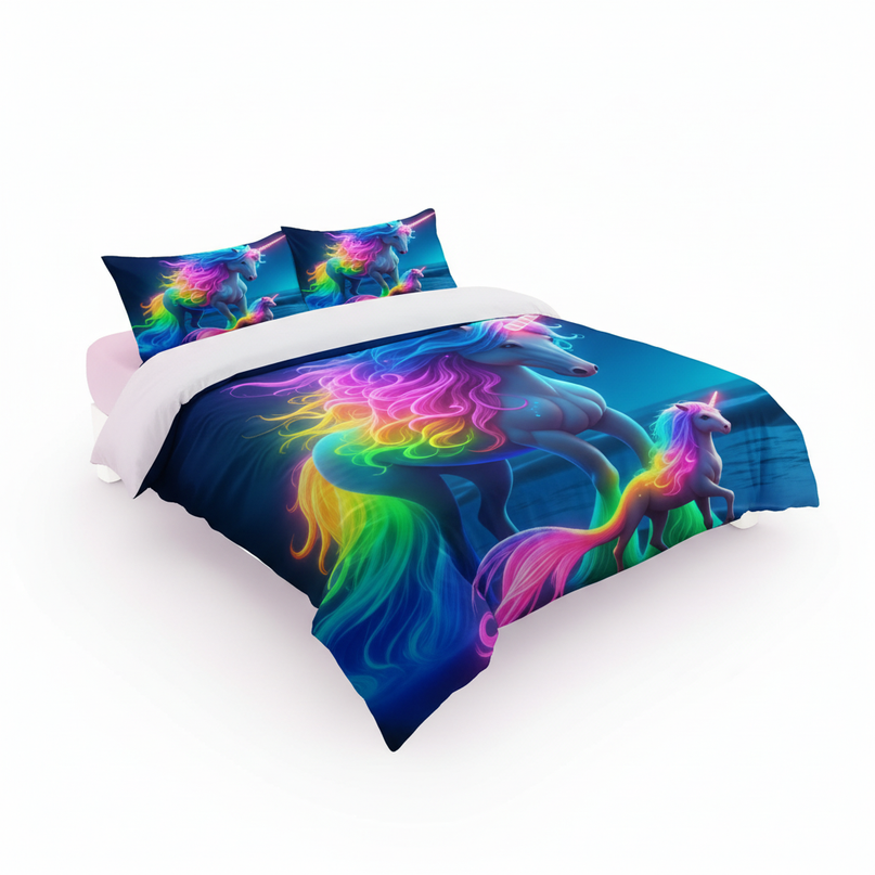 unicorn rainbow bedding - white-bg