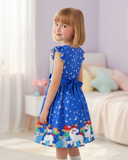 unicorn rainbow casual knit dress - back