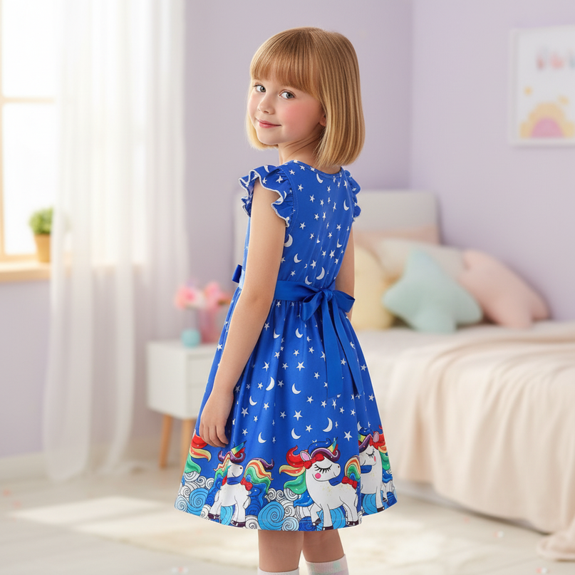 unicorn rainbow casual knit dress - back