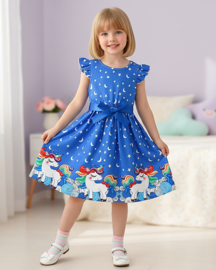 unicorn rainbow casual knit dress - front