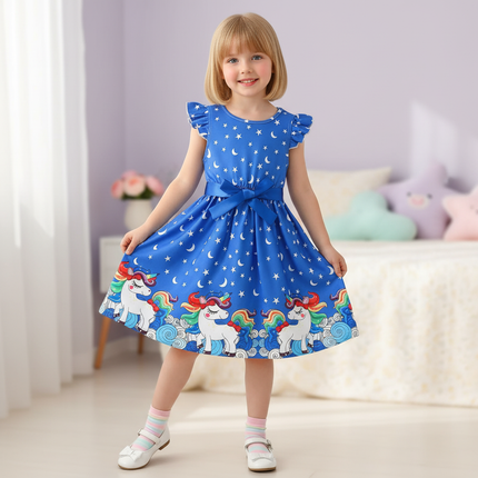unicorn rainbow casual knit dress - front