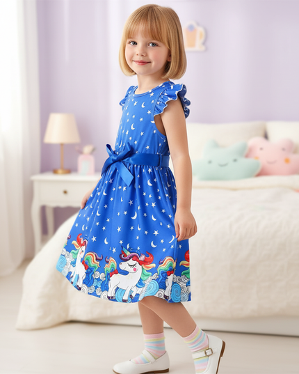 unicorn rainbow casual knit dress - three-quarter