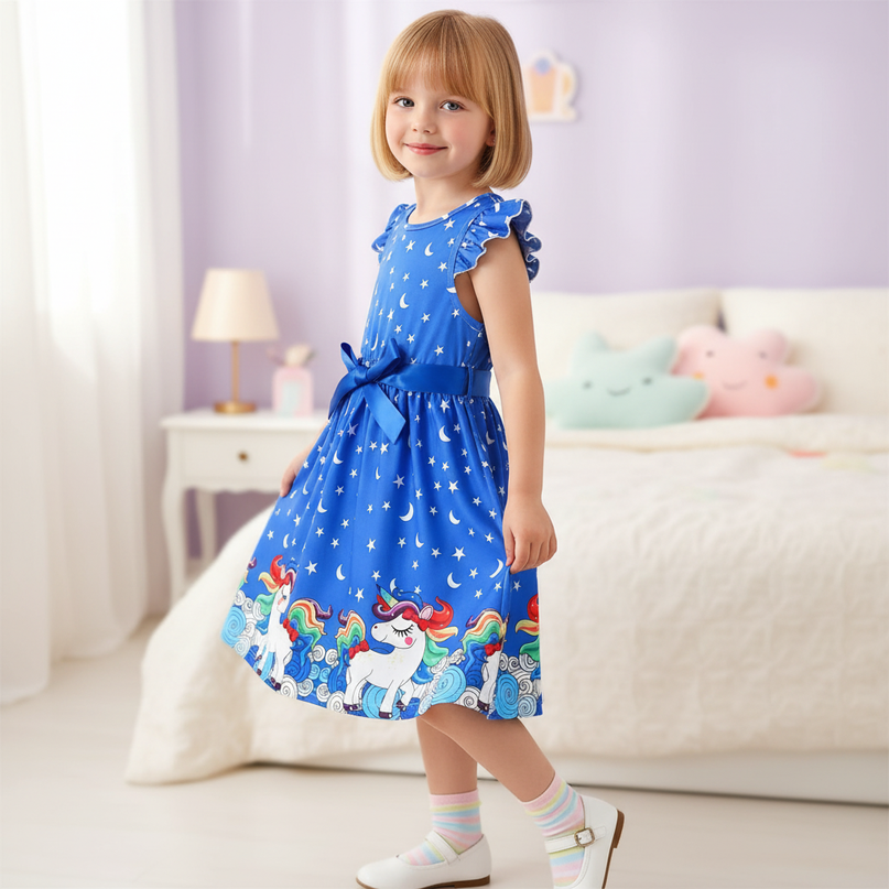 unicorn rainbow casual knit dress - three-quarter