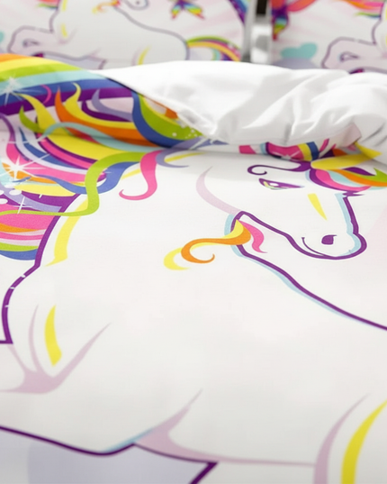 unicorn rainbow duvet cover - detail
