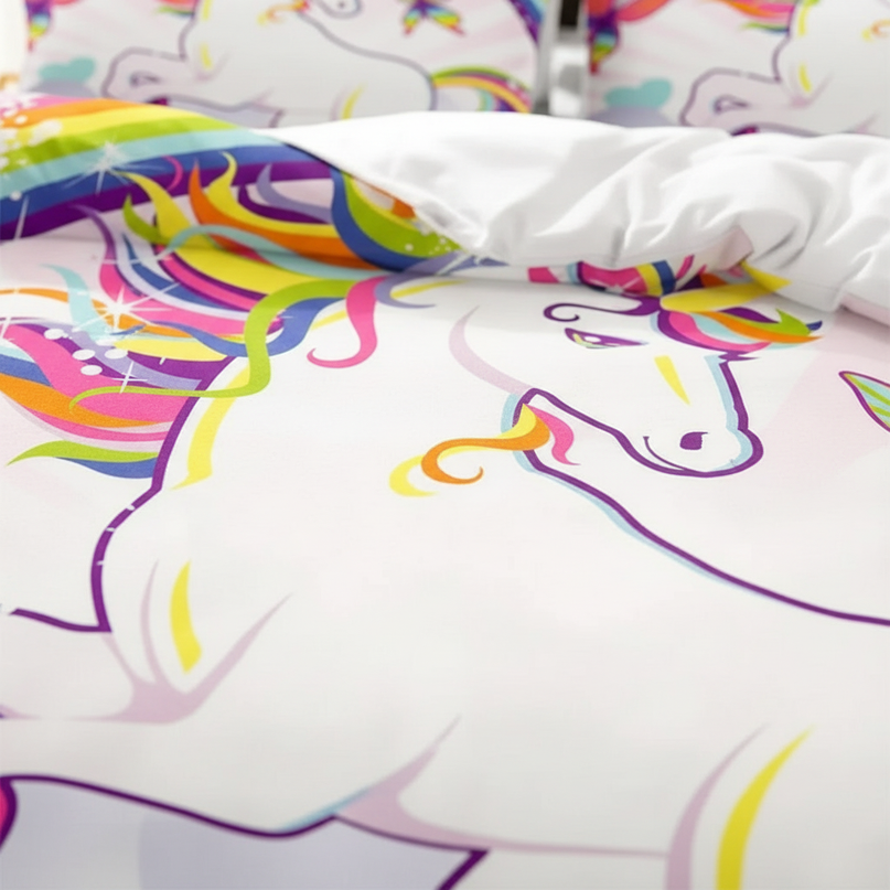 unicorn rainbow duvet cover - detail