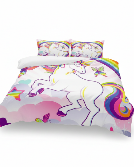 unicorn rainbow duvet cover - white-bg