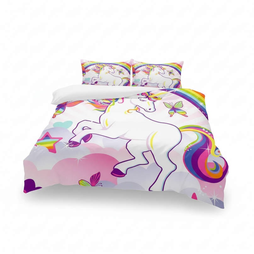 unicorn rainbow duvet cover - white-bg