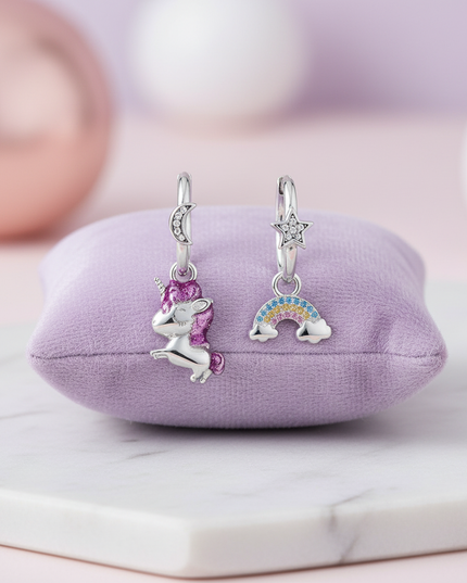 unicorn rainbow earrings - lifestyle