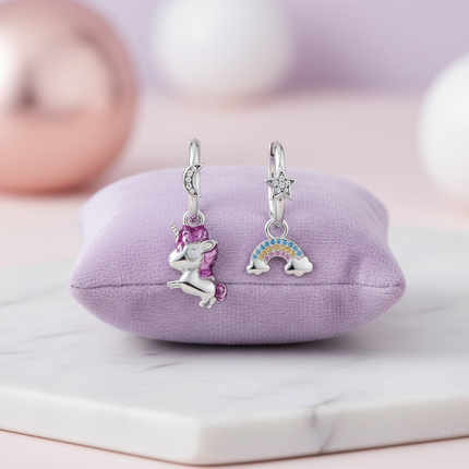 unicorn rainbow earrings - lifestyle
