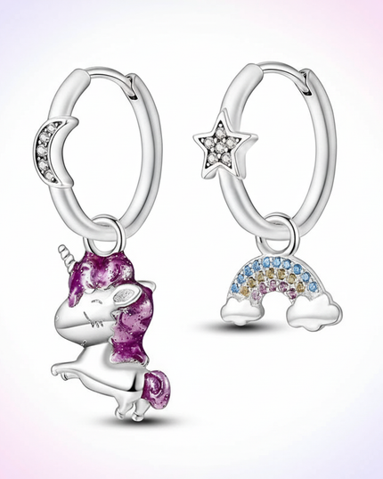 unicorn rainbow earrings - white-bg
