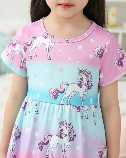 unicorn rainbow gradient dress girls - detail