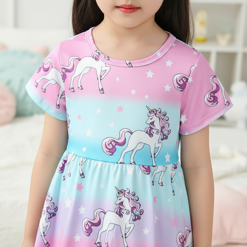 unicorn rainbow gradient dress girls - detail